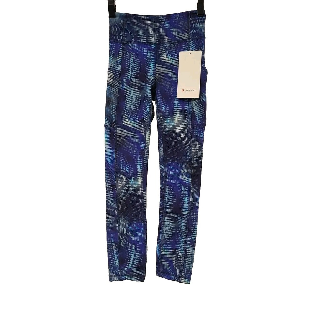 Lululemon Invigorate HR Crop 23'' Pant Side Pocket Size 2 NWT Flux Blue Print